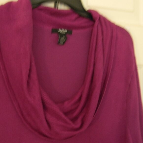 Women’s Alfani 3X Purple Long Sleeve Sweater Cowl Turtleneck Tunic Zippers - Picture 3 of 6